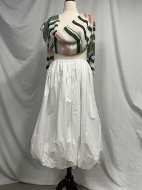 LOFT Bubble Balloon Midi Skirt 100% Cotton Lined